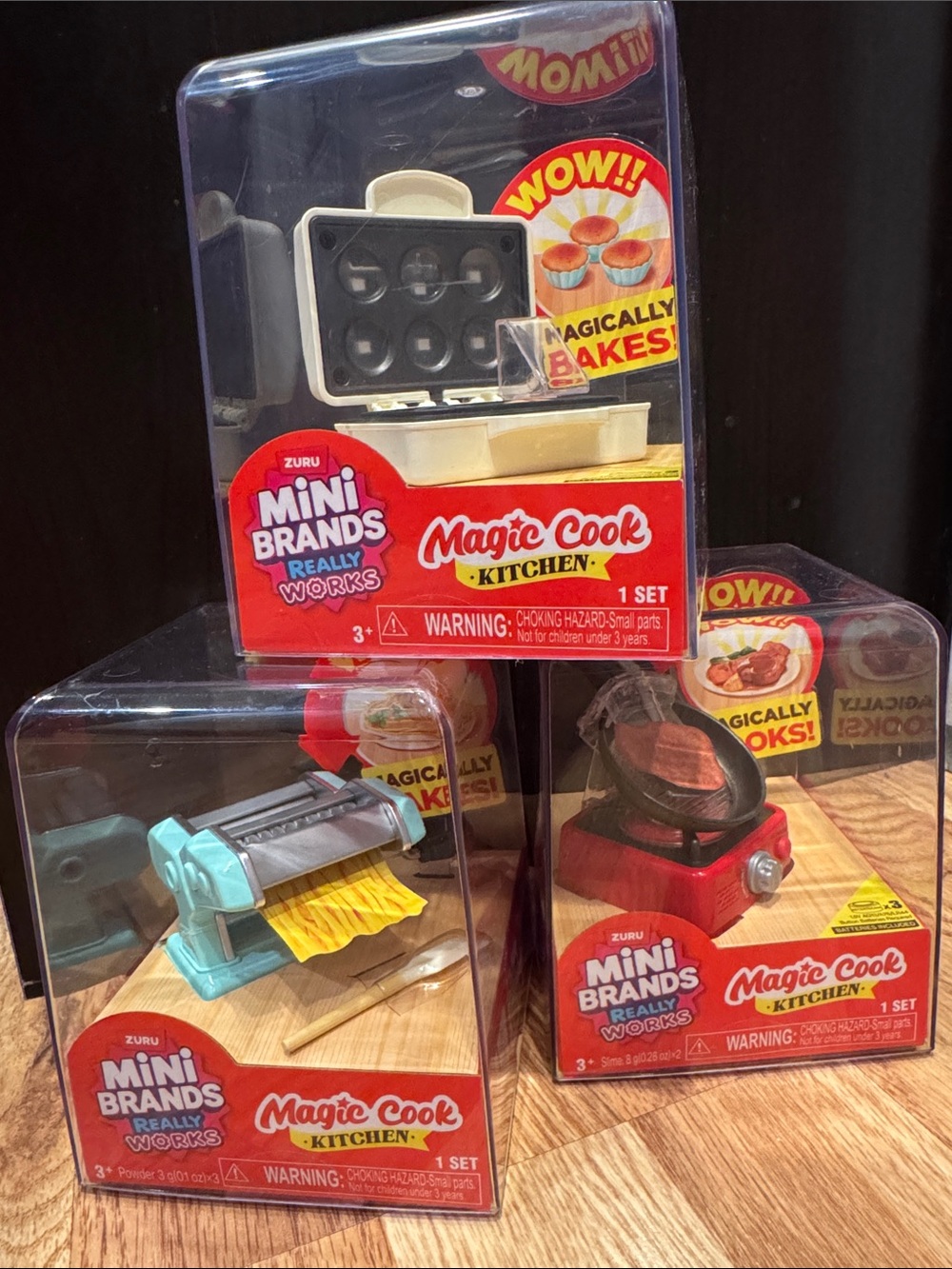 Mini Brands Magic Cook Kitchen Playset - Red, Cream, Light Blue